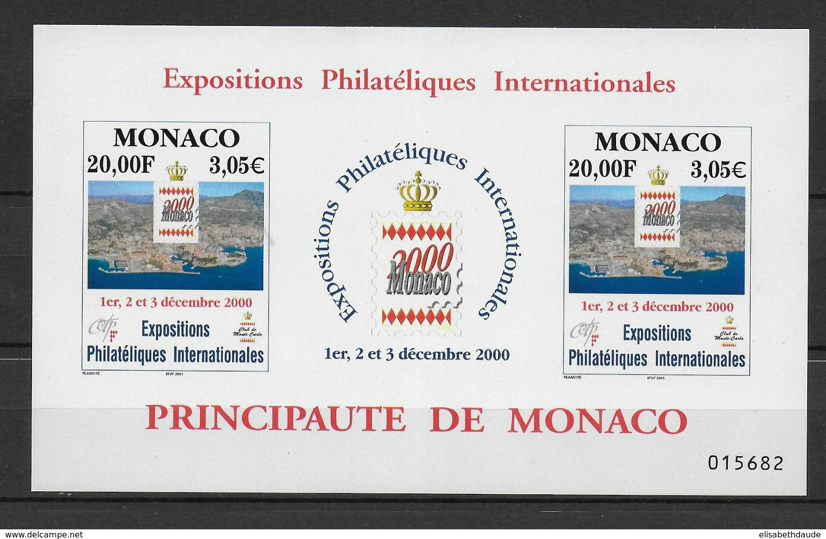 2000 - MONACO - BLOC N° 85 ** MNH - EXPO MONACO 2000 - Bloques