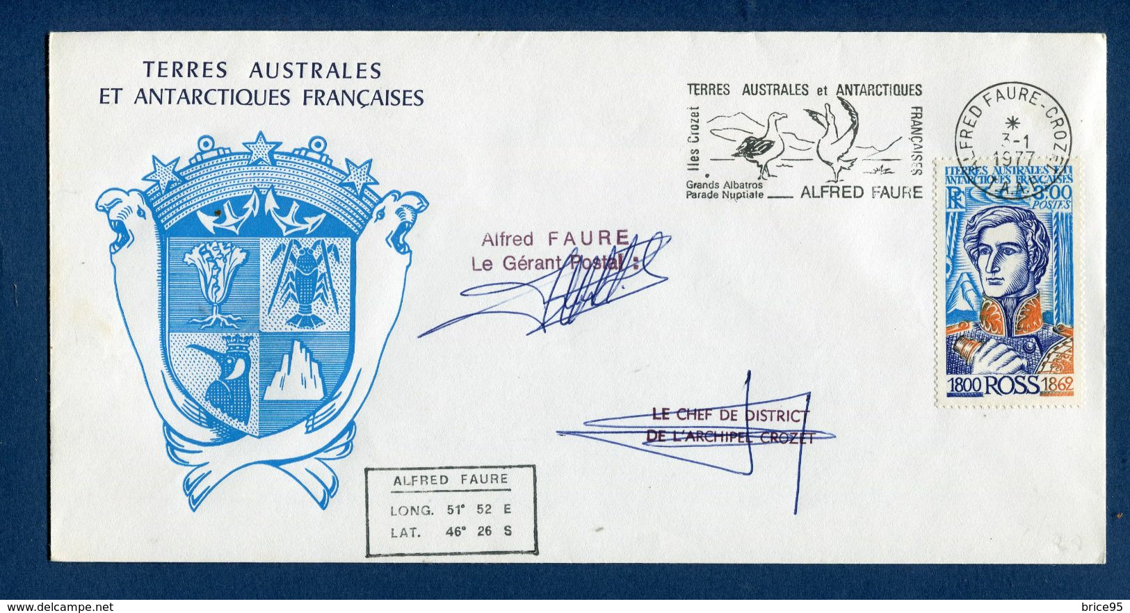 TAAF - Terres Australes Et Antarctiques Françaises - Premier Jour - FDC - Alfred Faure - Crozet - 1977 - FDC