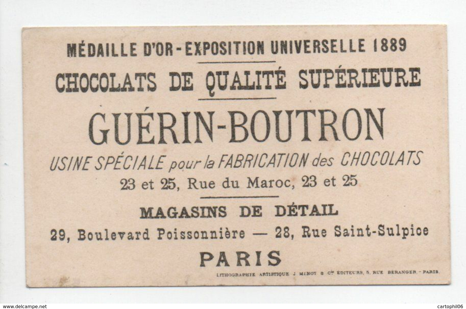 - CHROMO CHOCOLAT GUÉRIN-BOUTRON - PARIS - Ma Soeur Est En Auvergne Pour Sa Santé... - Guerin Boutron