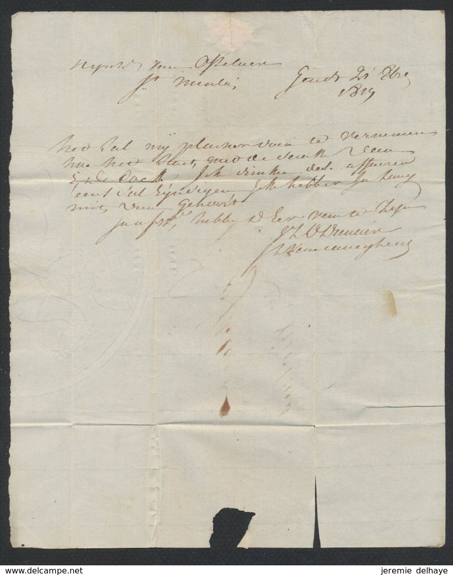 Précurseur - LAC Datée De Gand 21/12/1819 + Obl Linéaire GEND Et Port "2" > St-Nicolas / Fraude Postale, Port De "3" - 1815-1830 (Hollandse Tijd)