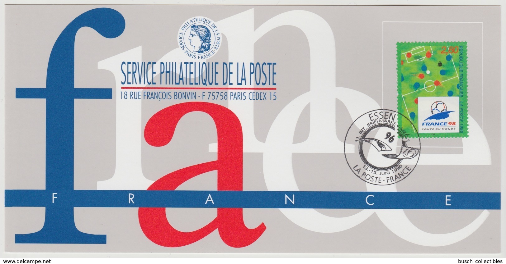 143 Carte Officielle Exposition Internationale Exhibition Essen 1996 France FDC FIFA World Cup 1998 Coupe Monde Football - 1998 – Francia