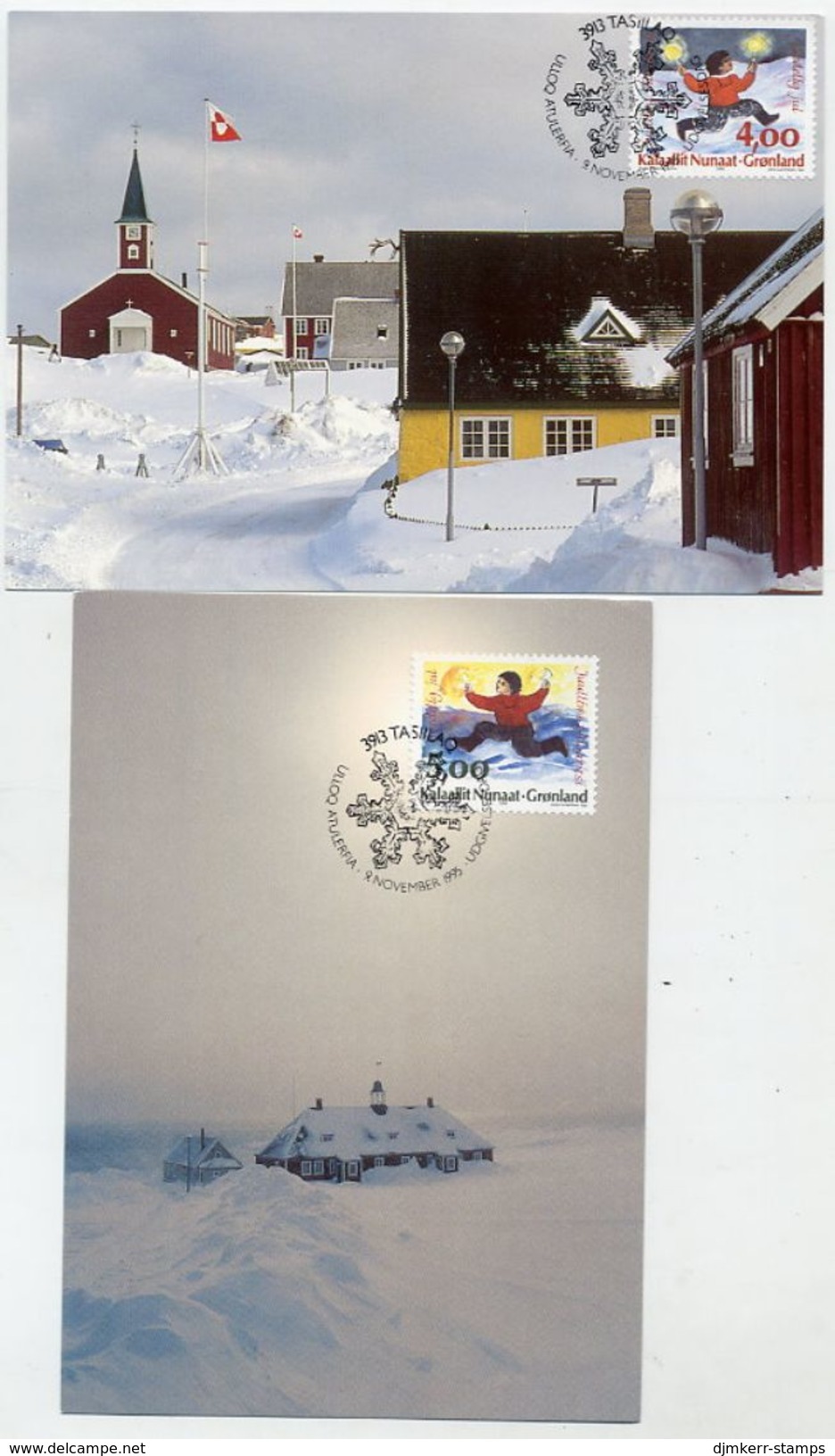 GREENLAND 1995 Christmas On Maximum Cards.  Michel 279-80 - Cartoline Maximum