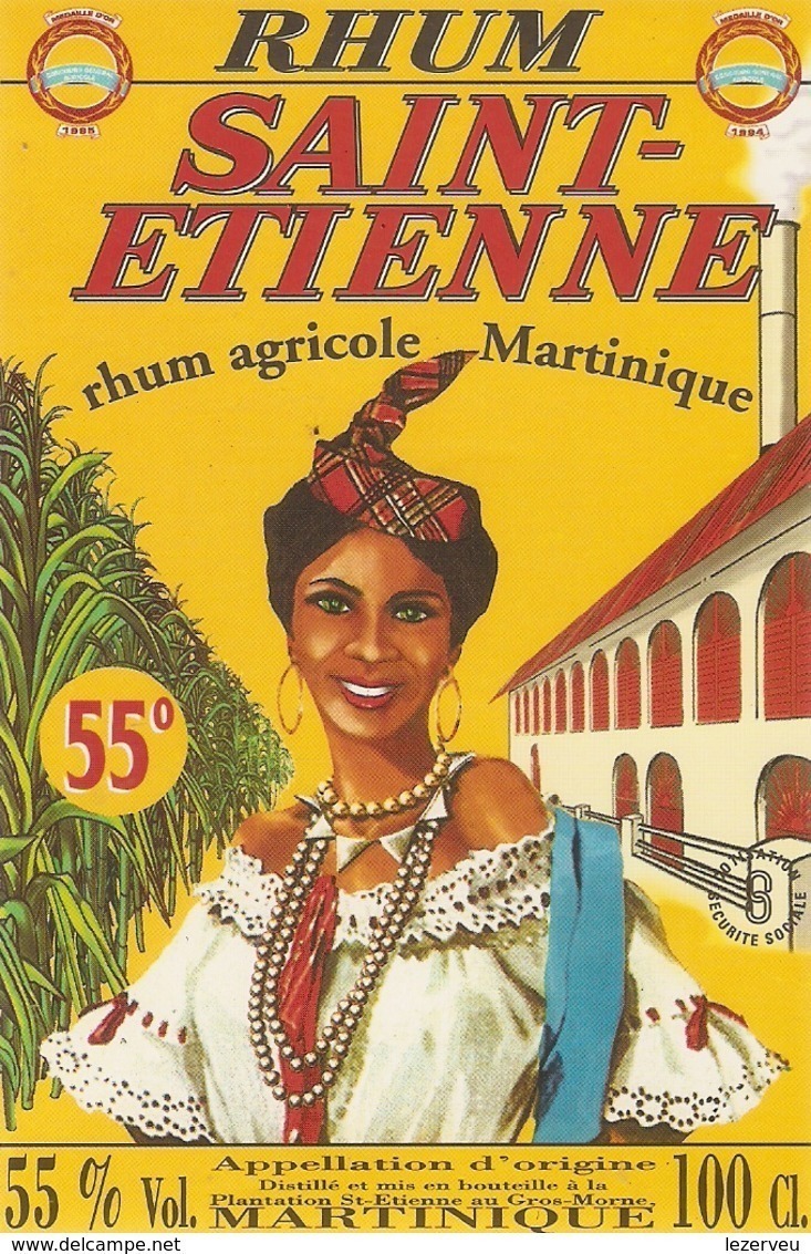 ETIQUETTES RHUM AGRICOLE SAINT ST ETIENNE GROS MORNE MARTINIQUE 55° 100CL - Rhum