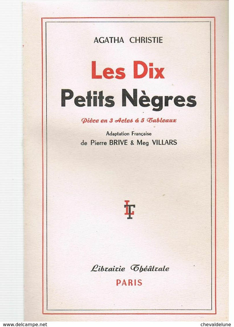 AGATHA CHRISTIE - LES DIX PETITS NEGRES - IMPRIMERIE BOUDROT A CHATILLON-SUR-SEINE (COTE D'OR) - Altri & Non Classificati