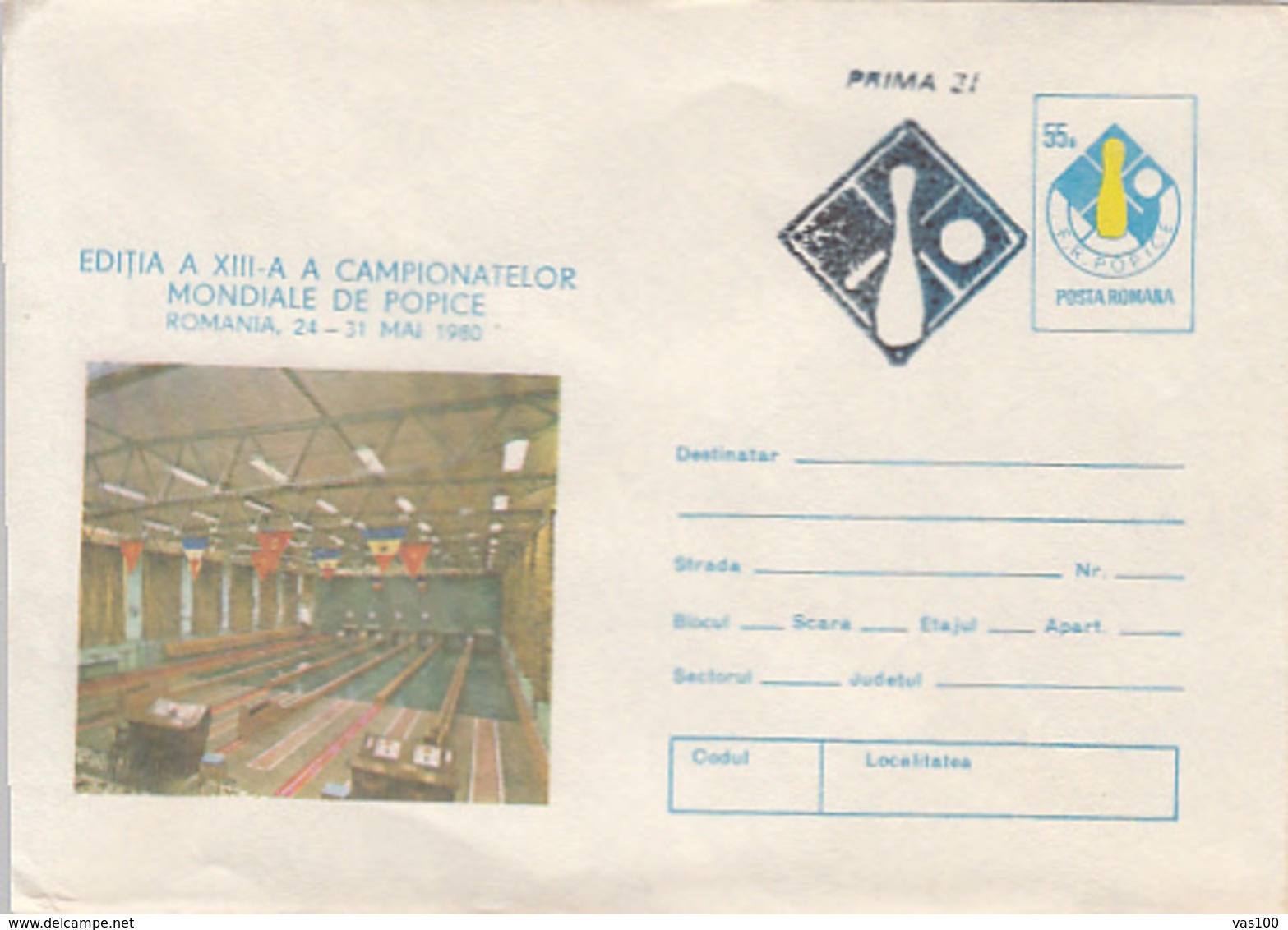 SPORTS, BOWLS, WORLD BOWLING CHAMPIONSHIPS, COVER STATIONERY, ENTIER POSTAL, 1980, ROMANIA - Petanque