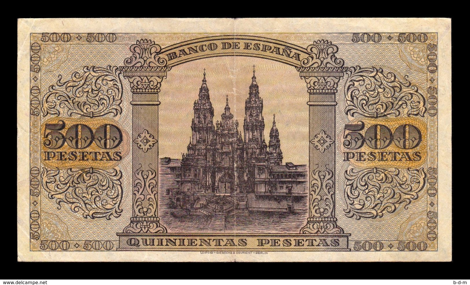 España Spain 500 Pesetas Burgos 1938 Pick 114 Serie A MBC+/EBC VF+/XF - 500 Pesetas