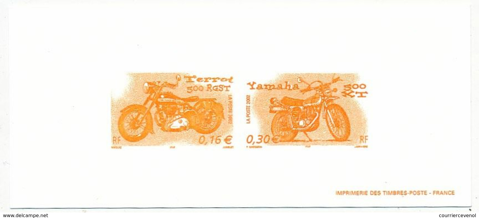 FRANCE - Gravure Des Timbres 0,16E Et 0,30E - Série Jeunesse 2002 - Motocyclettes - Luxury Proofs