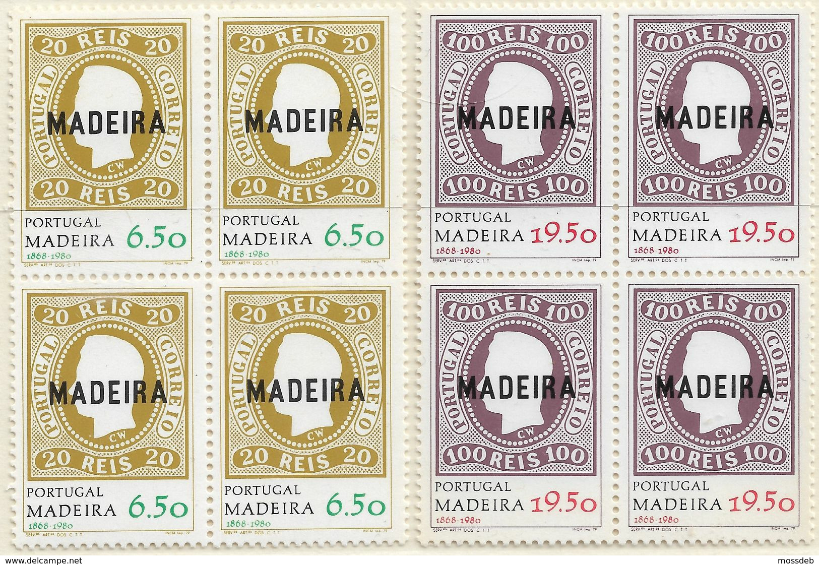 PORTUGAL MADEIRA 1980  COMMÉMORATION DE LA  PREMIÈRE ÉMISSION  EVOCATION FIRST  STAMP ISSUE - Altri & Non Classificati