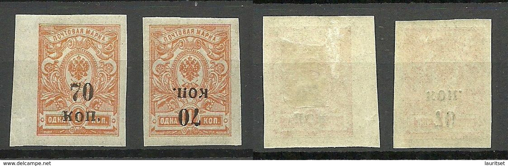 RUSSLAND RUSSIA 1919 Civil War Kuban Jekaterinodar Michel 12 B Normal + INVERTED OPT Variety ERROR * - Ukraine & West Ukraine