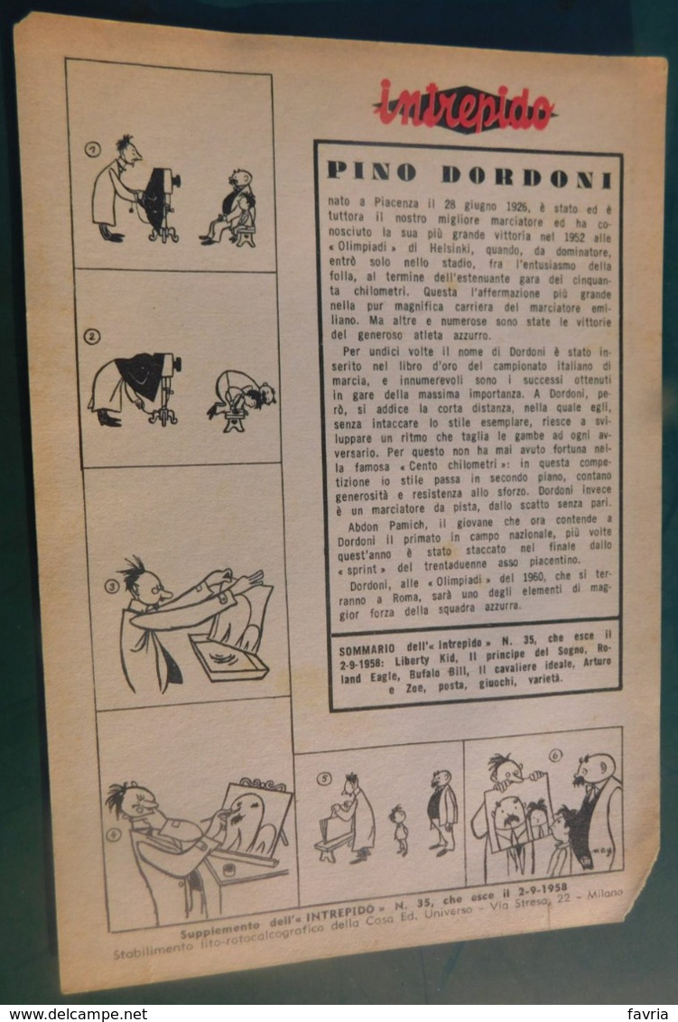 Pino Dordoni - Atletica Leggera - Allegato Intrepido N. 35 Del  2/09/1958 - Atletismo