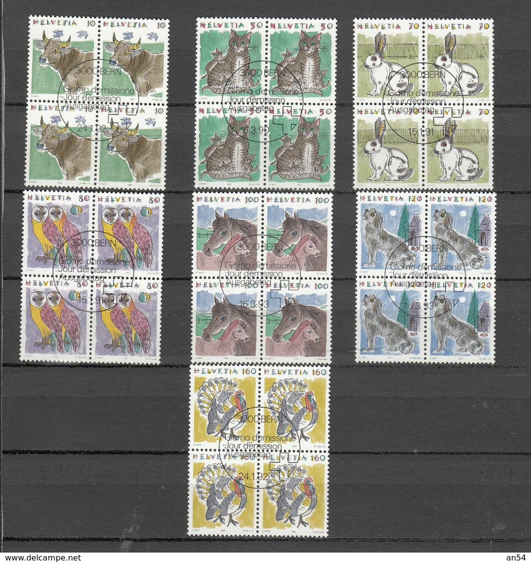 1990/93  N° 789 à 795   BLOCS DE 4 OBLITERES   VENDU à 12%   CATALOGUE  ZUMSTEIN - Oblitérés