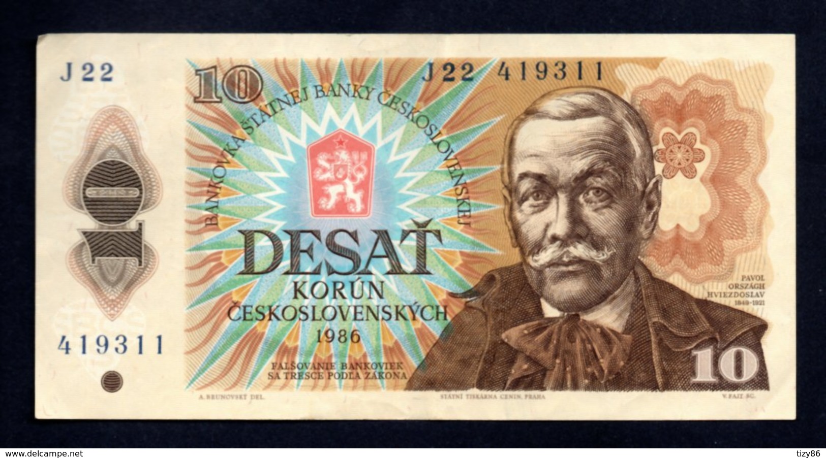 Banconota Cecoslovacchia 10 Corone (circolata) - Tschechoslowakei