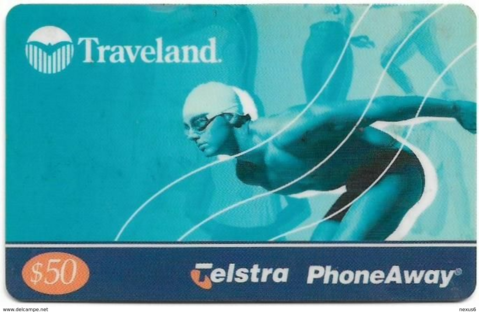 Australia - PhoneAway - Traveland Sports, Swimming Exp.12.2001, Remote Mem. 50$, Used - Australie