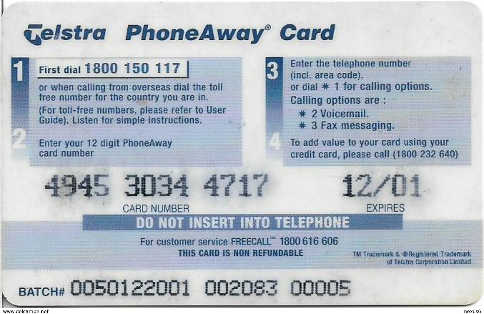 Australia - PhoneAway - Traveland Sports, Swimming Exp.12.2001, Remote Mem. 50$, Used - Australie