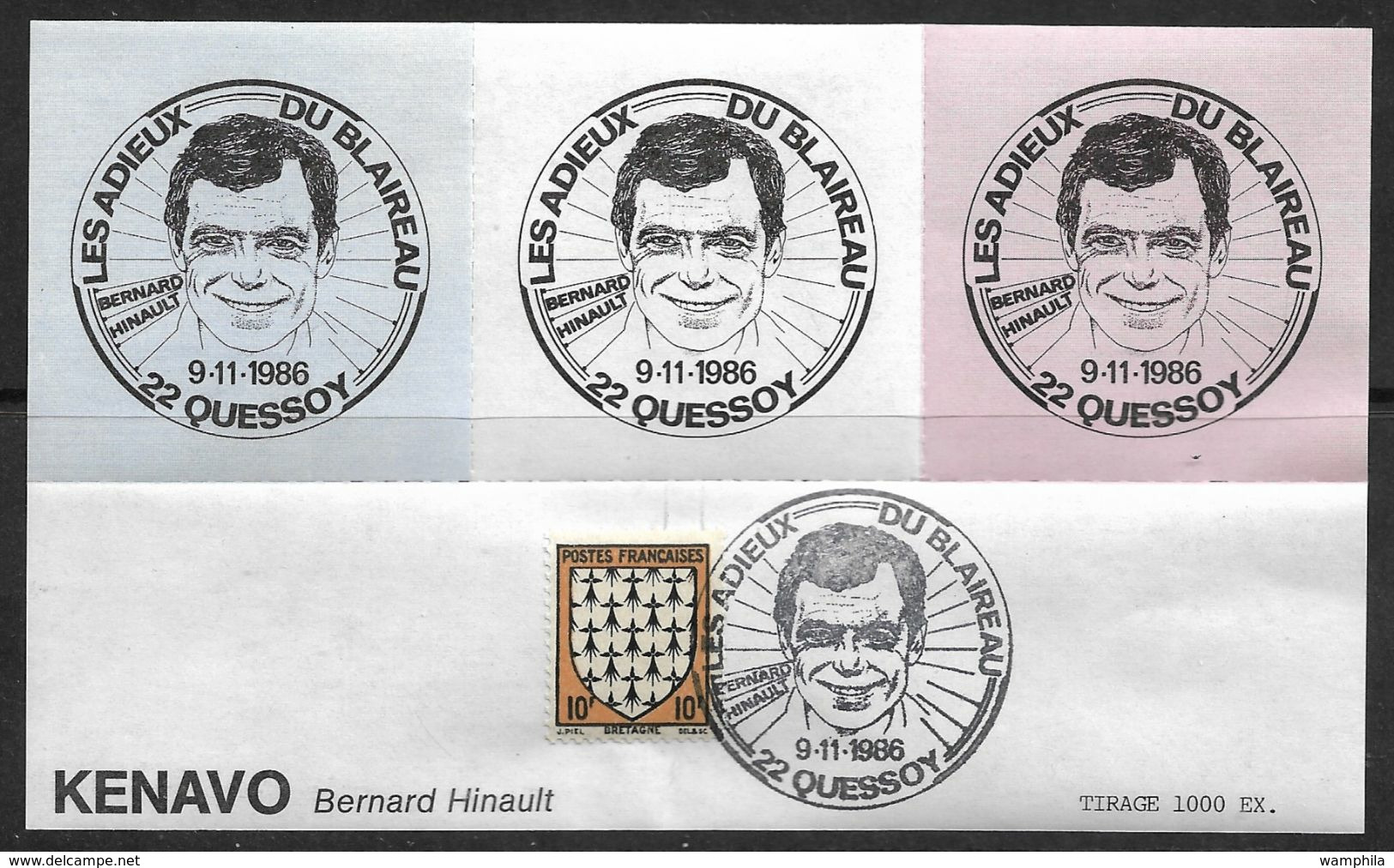 France Vignettes B.Hinault Du Tour De France 1986 Tirage 1000EX. - Radsport