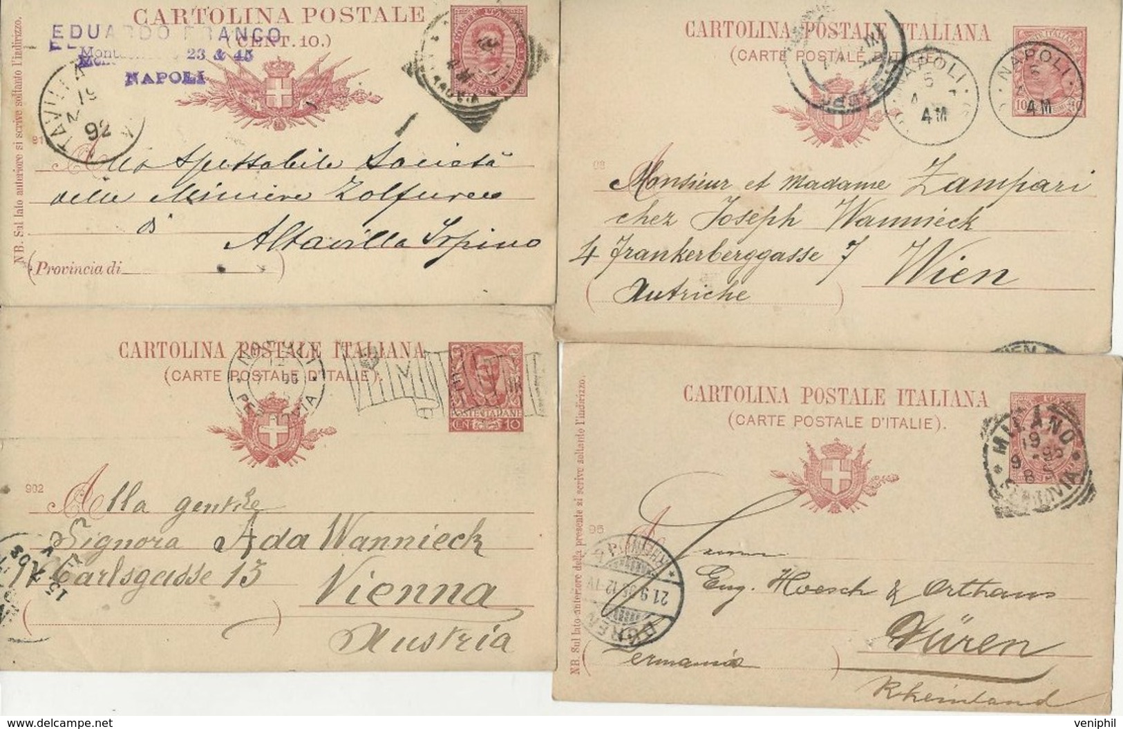 ITALIE - LOT DE 5 ENTIERS POSTAUX  DE 1892 A 1907 - TB - Franking Machines (EMA)