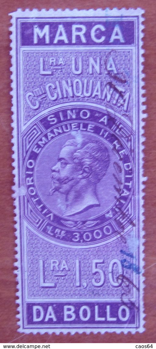 1863 ITALIA Regno Marca Cambiali Vittorio Emanuele II  Revenue Lire 1,50   - Usato - Steuermarken