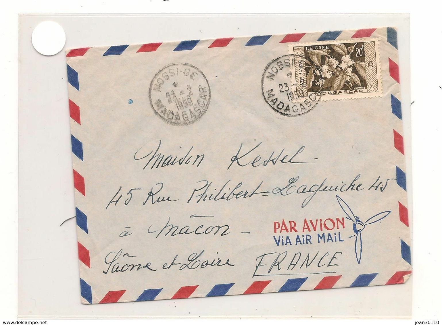 23-2-1959  ENVELOPPE DE NOSSIBE POUR MACON - Lettres & Documents