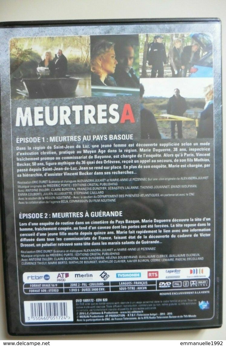 DVD Films TV Meurtres A - Pays Basque & Guérande - Antoine Duléry Claire Borotra - Comme Neuf - TV-Reeksen En Programma's