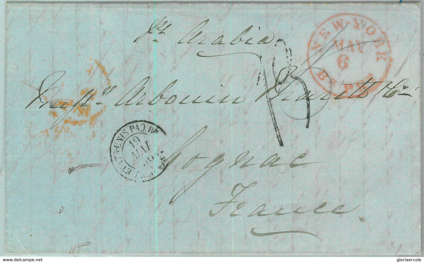 91276 - UNITED STATES USA - PREPHILATELIC Cover NEW YORK 1856 Transatlantic Mail - …-1845 Vorphilatelie