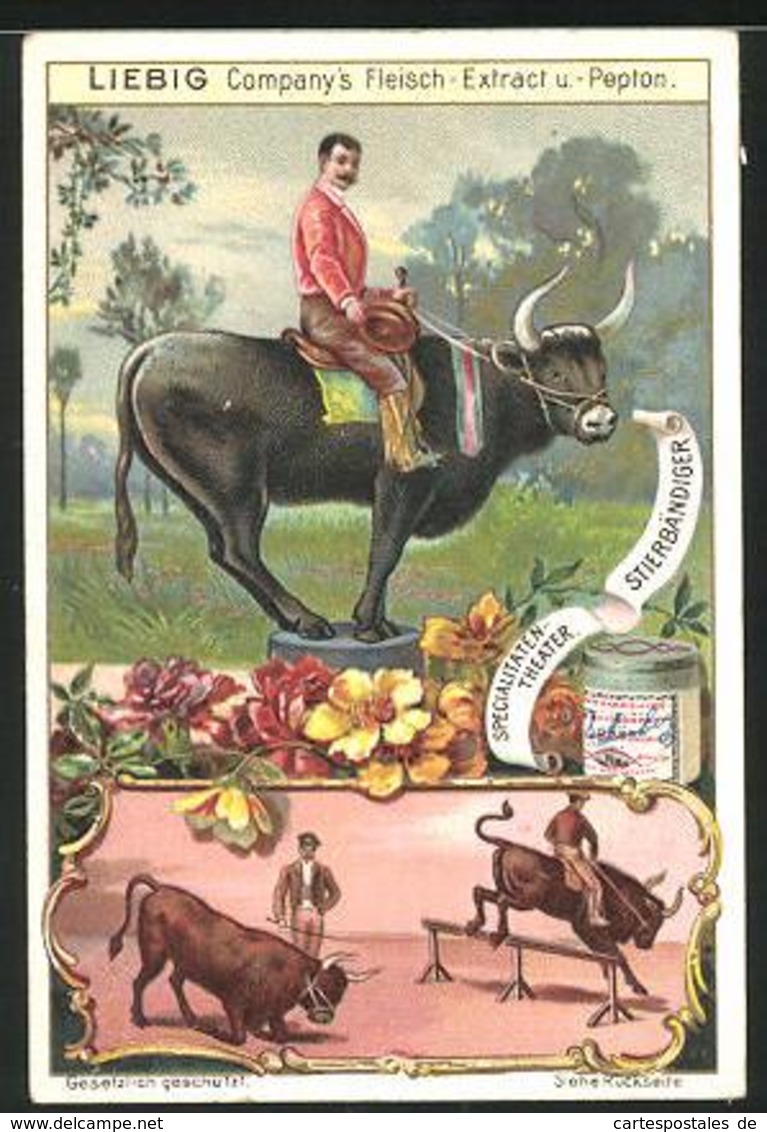 Sammelbild Liebig, Liebig Company`s Fleisch-Extract U.- Pepton, Specialitäten-Theater, Stierbändiger - Liebig