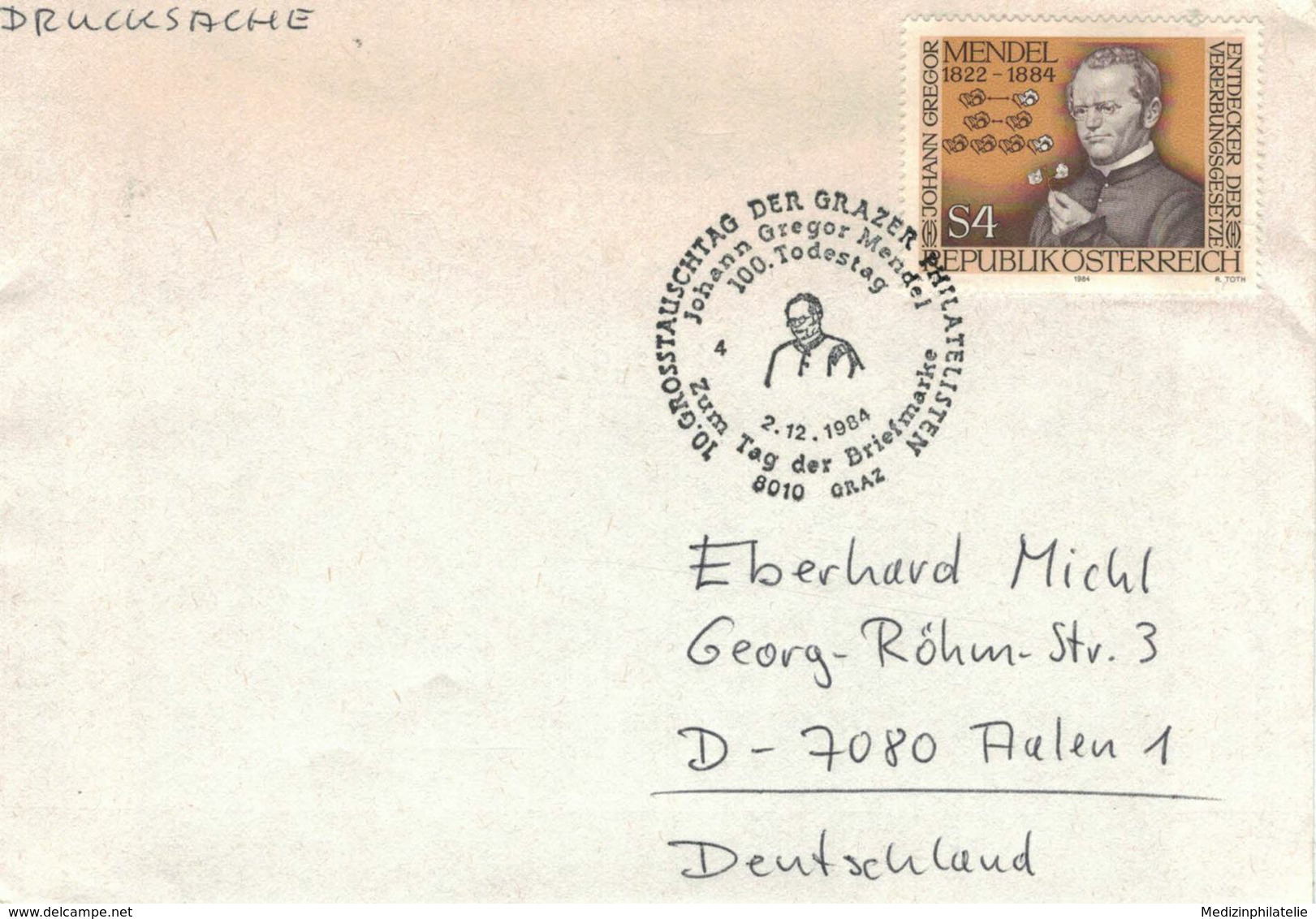 Johann Gregor Mendel - 8010 Graz 1984 - Entdecker Vererbungslehre Erbsen - Pharmacy