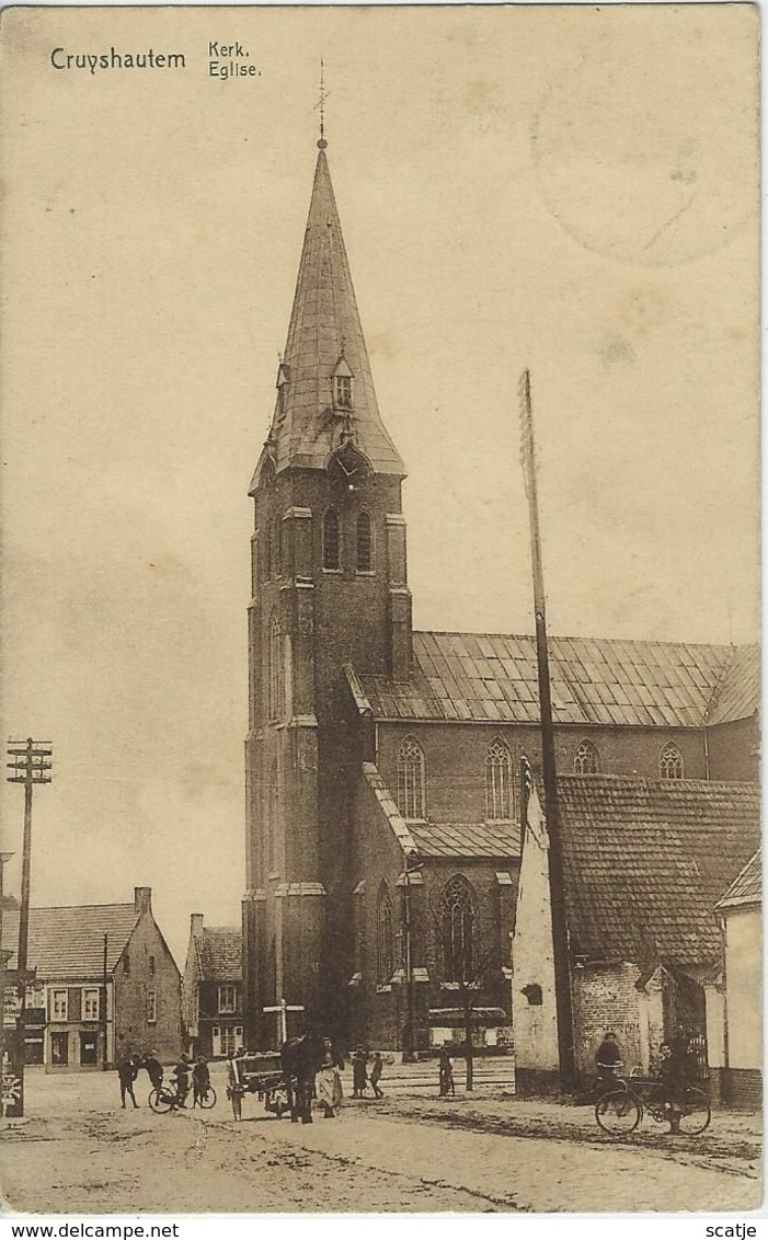 Cruyshoutem.   -    Kerk.   -   1929    Naar   Poperinghen - Kruishoutem