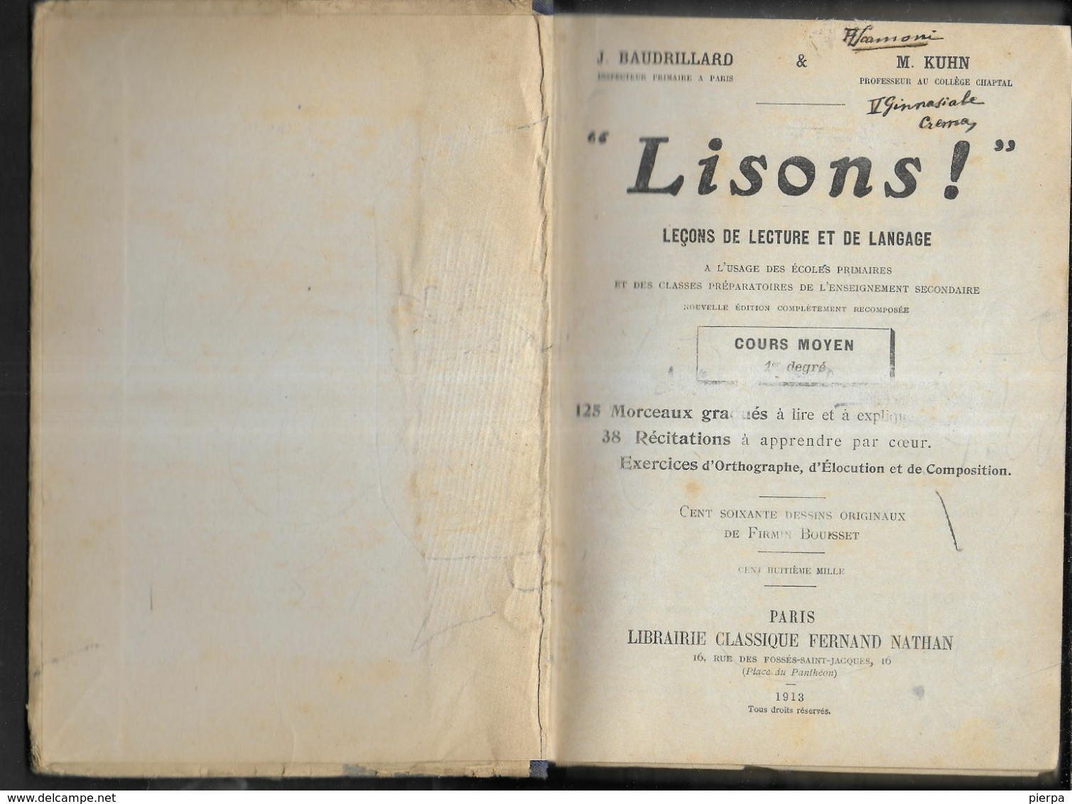 LISONS! - MANUALE DI ORTOGRAFIA  E GRAMMATICA FRANCESE - EDIZ. NATHAN PARIS 1913 - PAG. 286 - Cursos De Idiomas