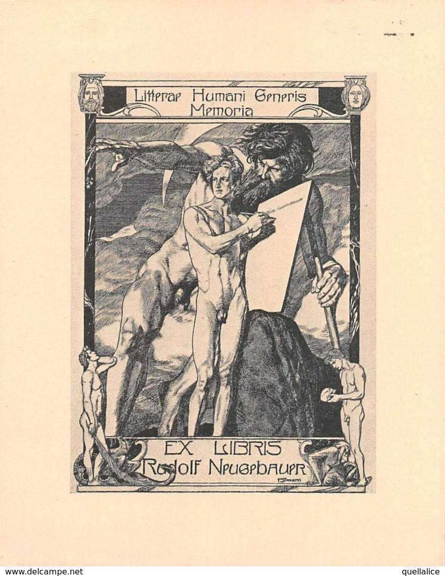 01954 "EX LIBRIS - RUDOLF NEUGEBAUER - LITTERAE HUMANI GENERIS MEMORIA - INCISIONE FIRMATA" ORIG - Exlibris