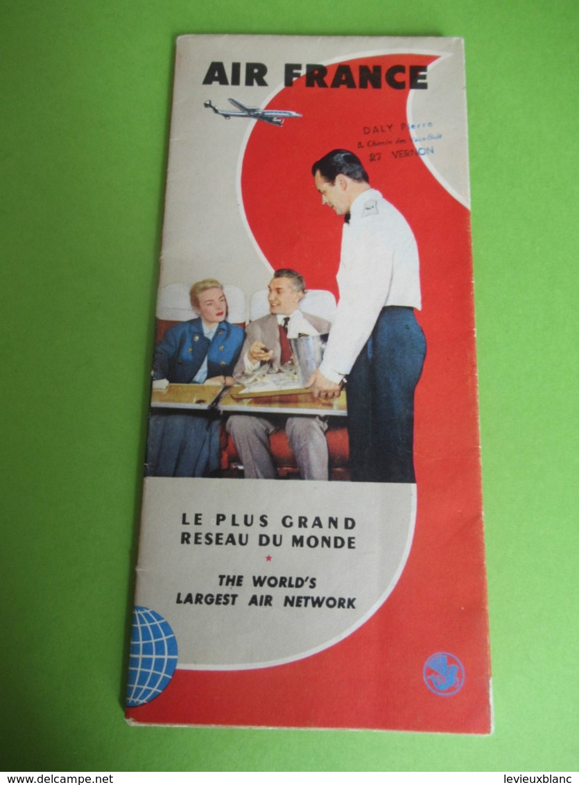 Aviation /Prospectus Commercial/ AIR FRANCE/ Le Plus Grand Réseau Du Monde/Daly-VERNON 1956   AV28 - Publicidad