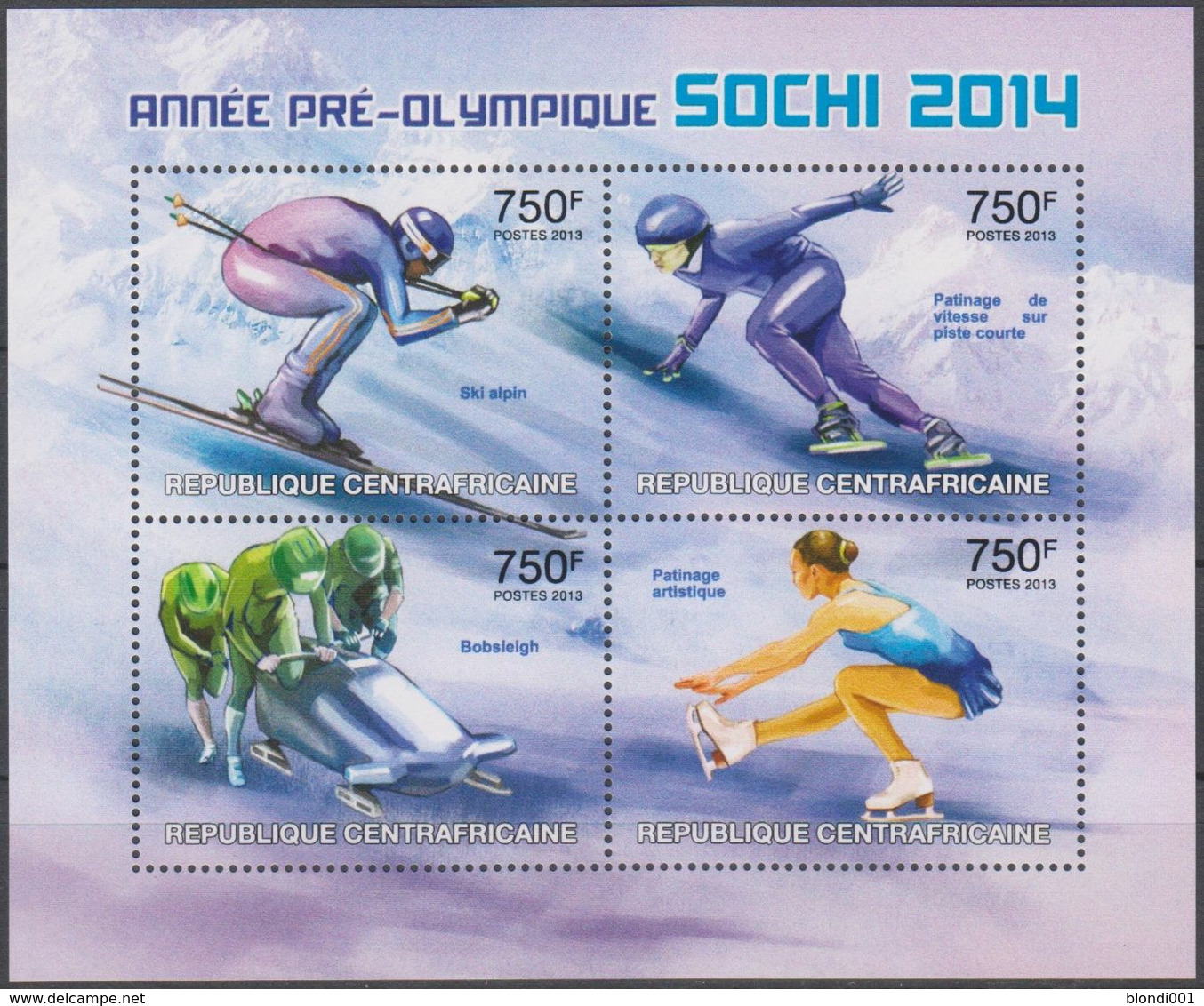 Olympics 2014 - Figure Skate - C.-AFRICA - S/S MNH - Winter 2014: Sochi