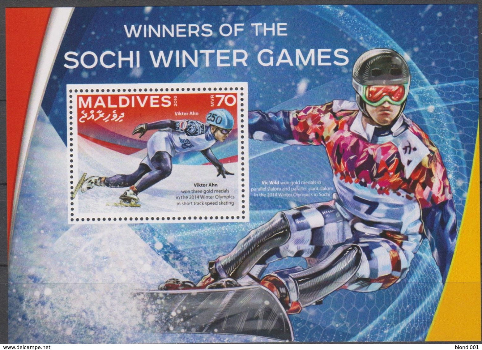 Olympics 2014 - Short Track - MALDIVES - S/S MNH - Winter 2014: Sotschi