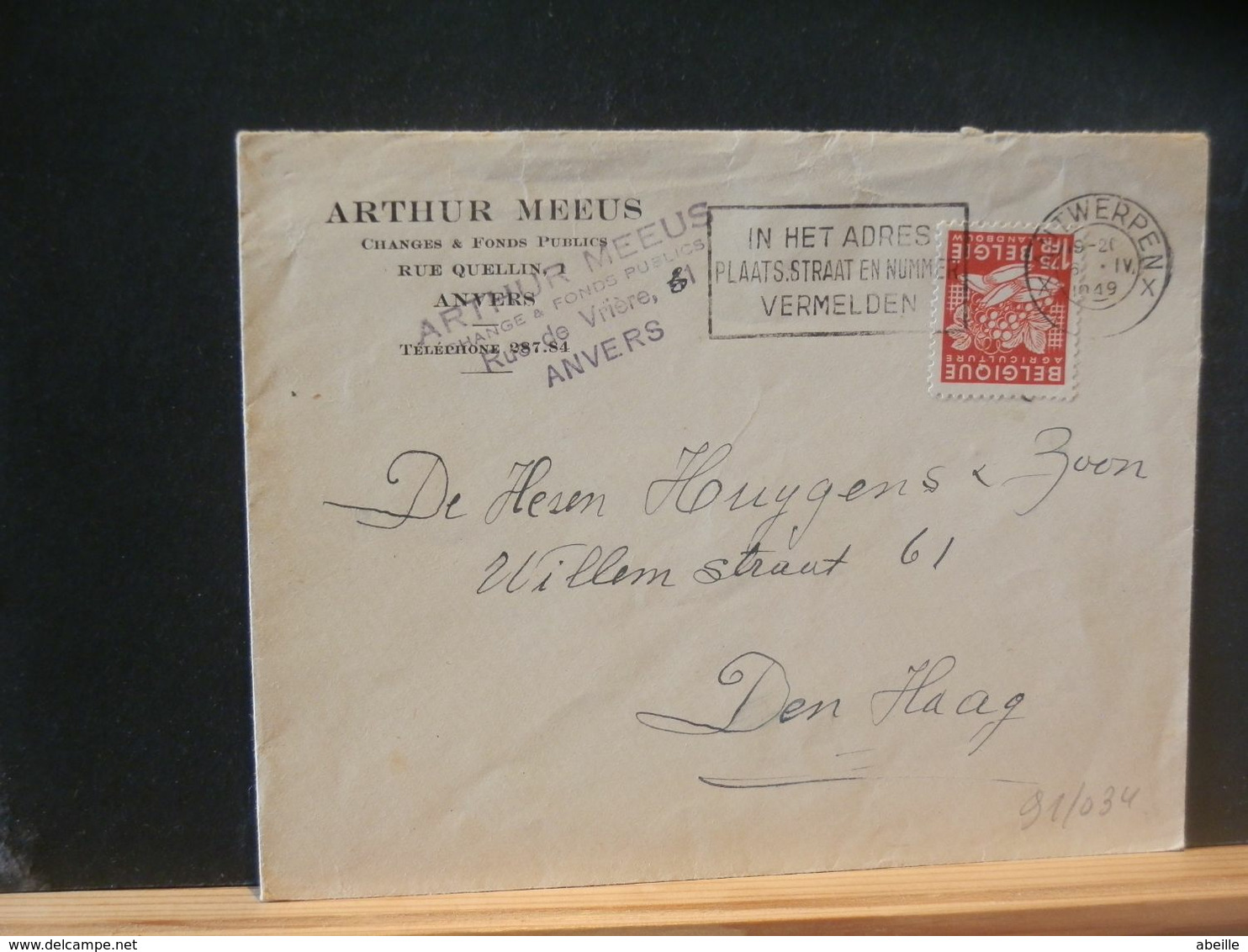 91/034  LETTRE BELGE EXPRES  1949 - 1948 Export