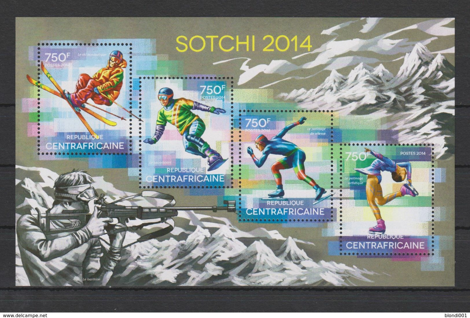 Olympics 2014 - Figure Skate - C.-AFRICA - S/S MNH - Winter 2014: Sochi