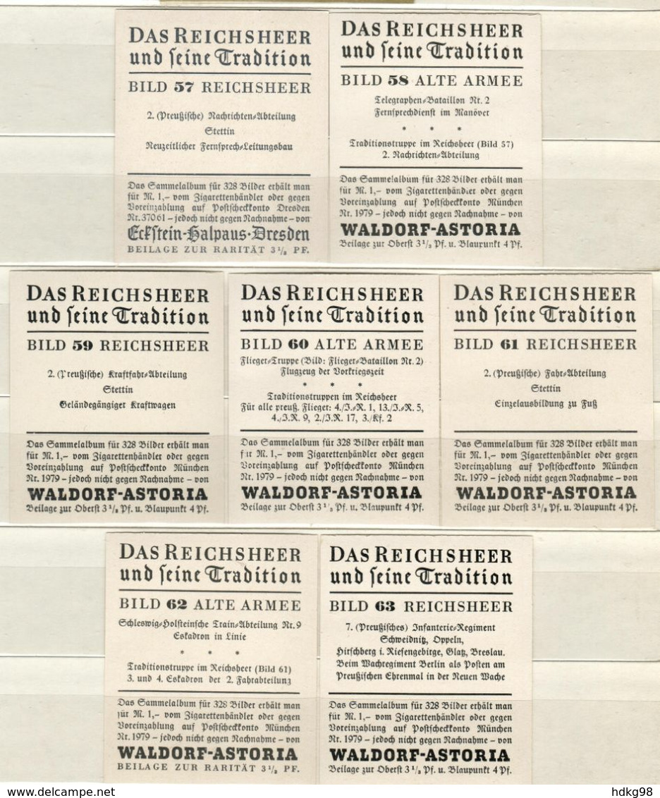 XRH+ Waldorf-Astoria Zigarettenbilder. Das Reichsheer Und Seine Tradition. Bild 57-63 GH - Autres Marques