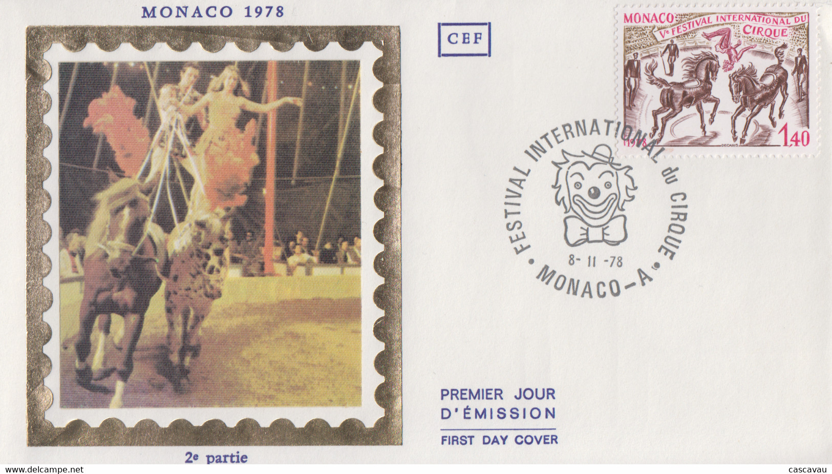 Enveeloppe  FDC  1er Jour  MONACO   Véme  FESTIVAL  INTERNATIONAL  Du  CIRQUE    1978 - Circus