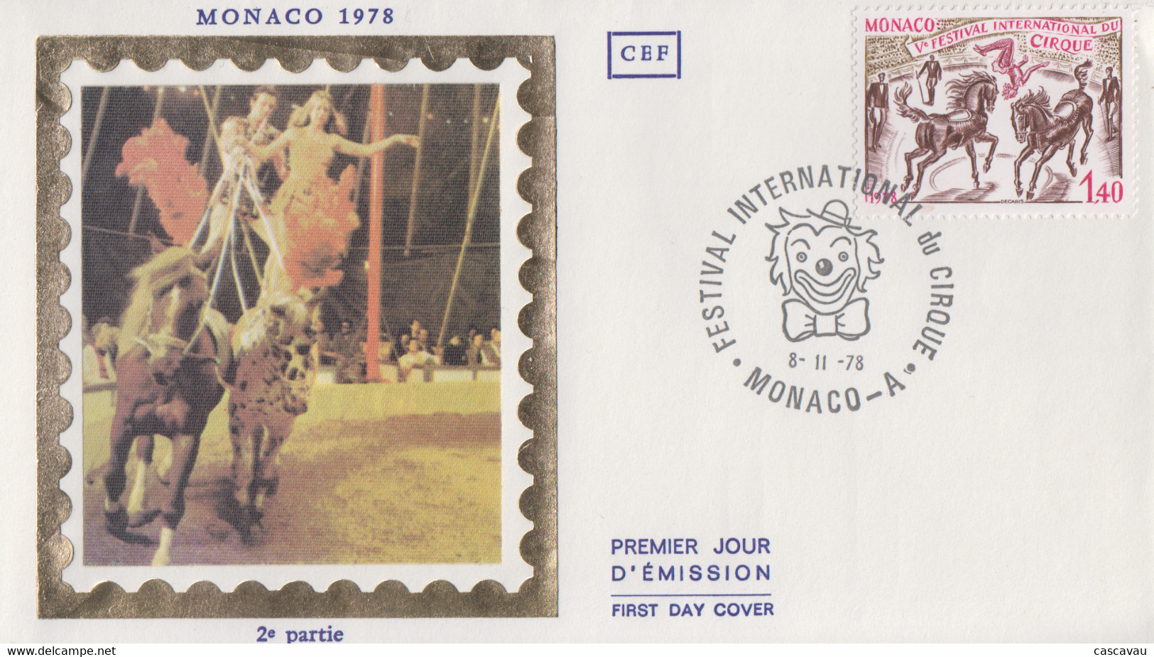 Enveeloppe  FDC  1er Jour  MONACO   Véme  FESTIVAL  INTERNATIONAL  Du  CIRQUE    1978 - Cirque