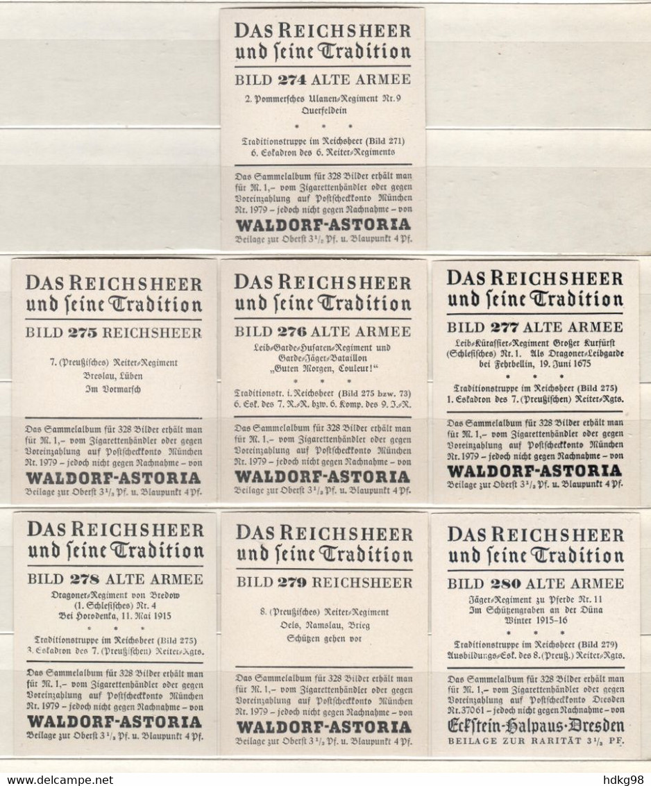 XRH+ Waldorf-Astoria Zigarettenbilder. Das Reichsheer Und Seine Tradition. Bild 274-80 GH - Zigarettenmarken