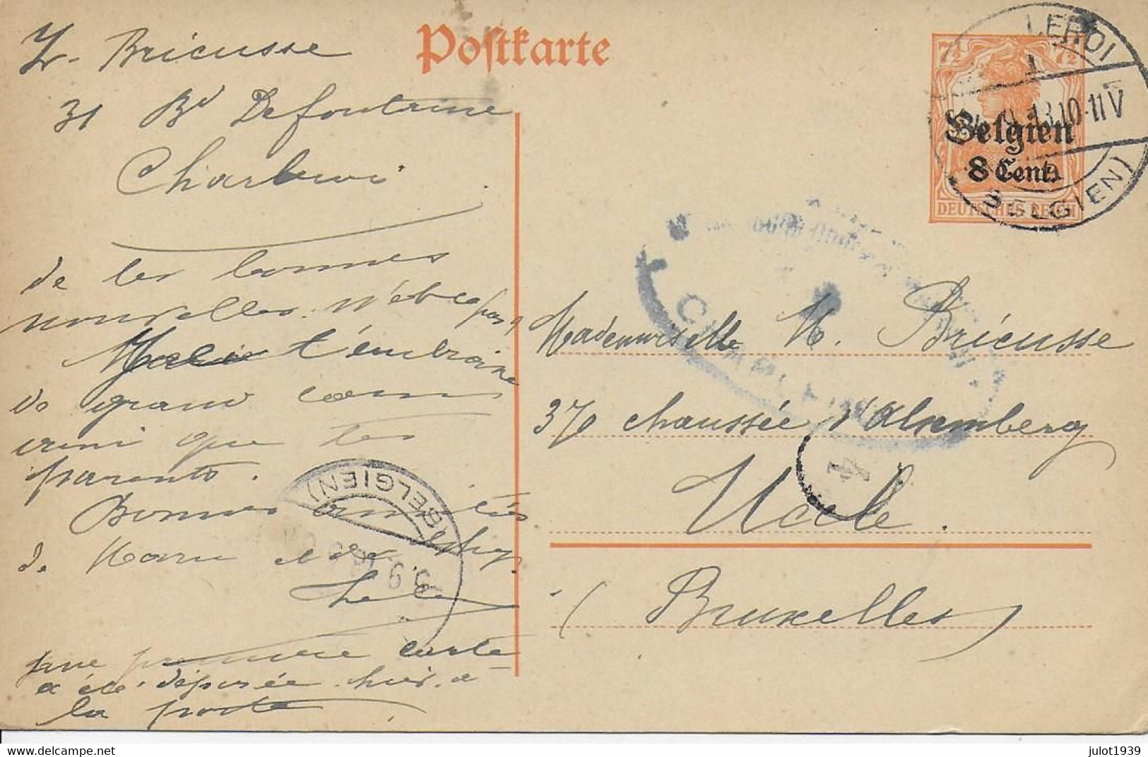 ENTIER  POSTAL ..-- Guerre 14/18 . - Deutsche Besatzung