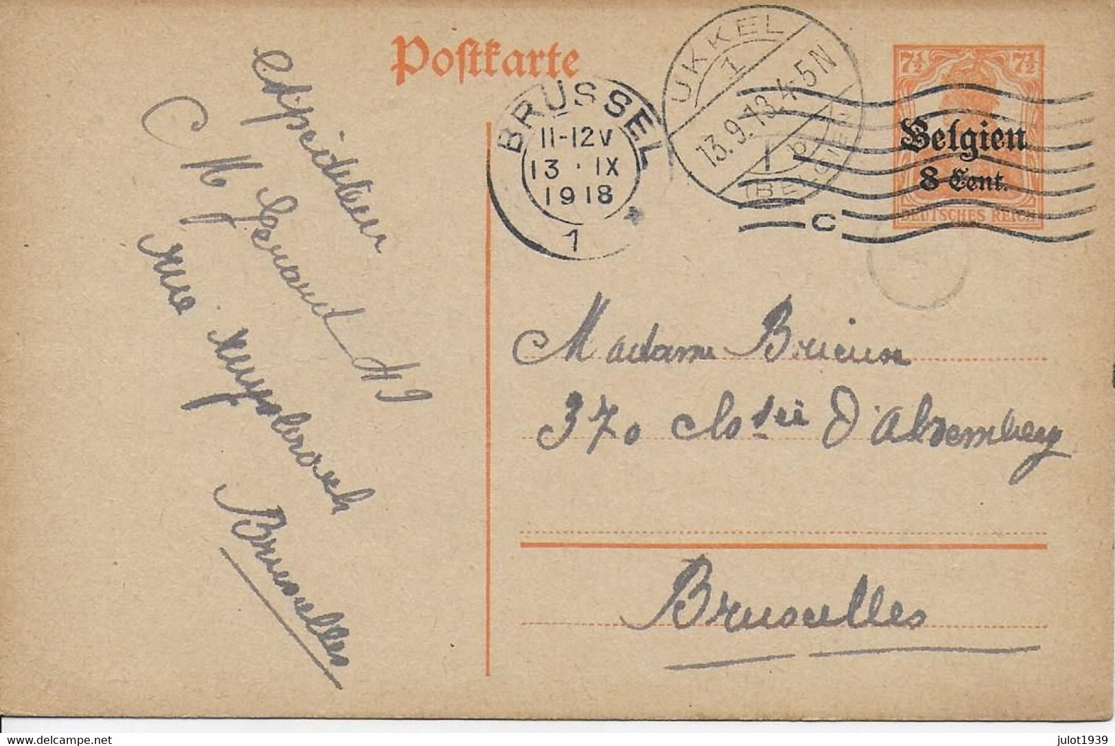 ENTIER  POSTAL ..-- Guerre 14/18 . - Deutsche Besatzung