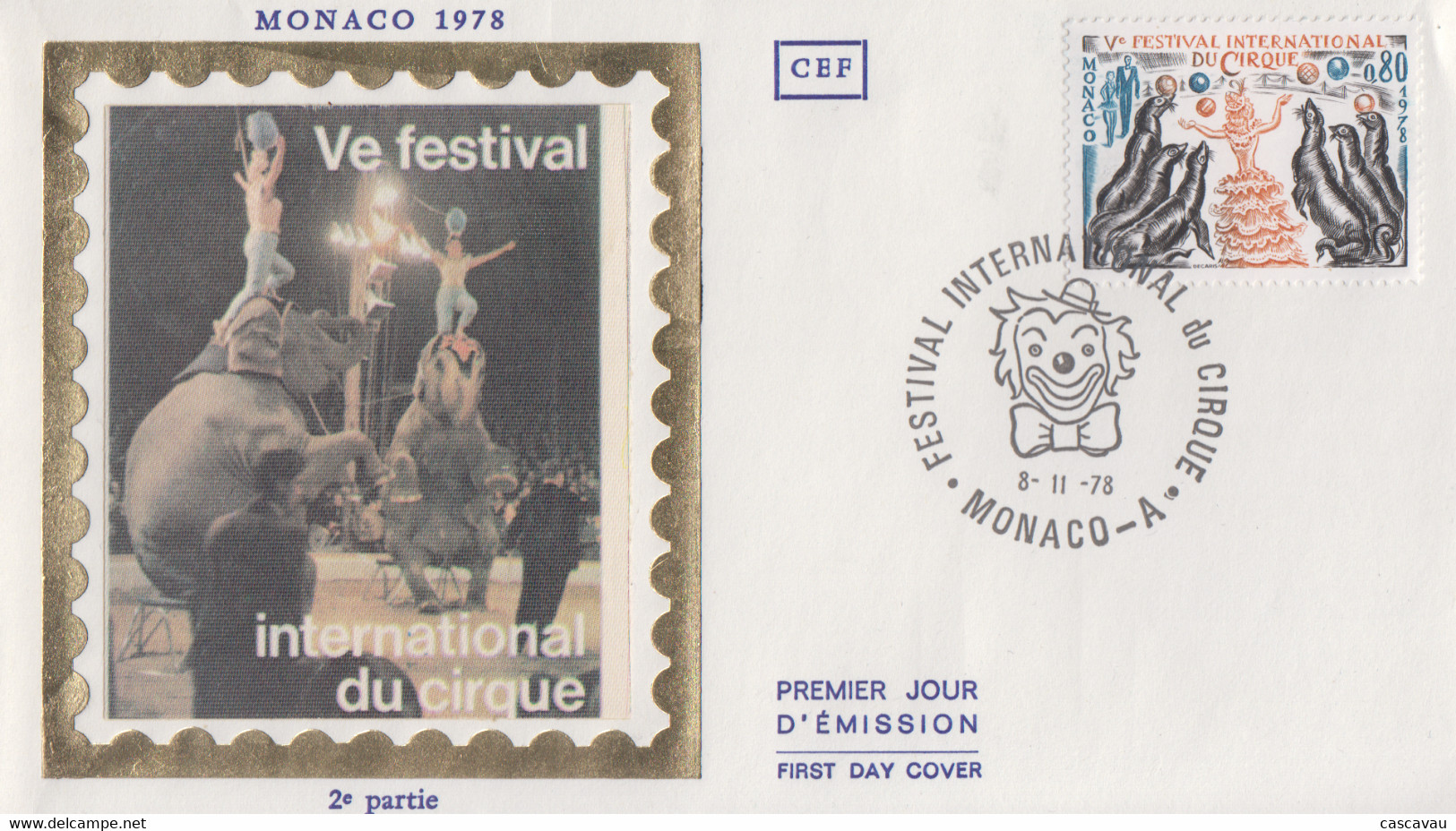 Enveeloppe  FDC  1er Jour  MONACO   Véme  FESTIVAL  INTERNATIONAL  Du  CIRQUE    1978 - Zirkus