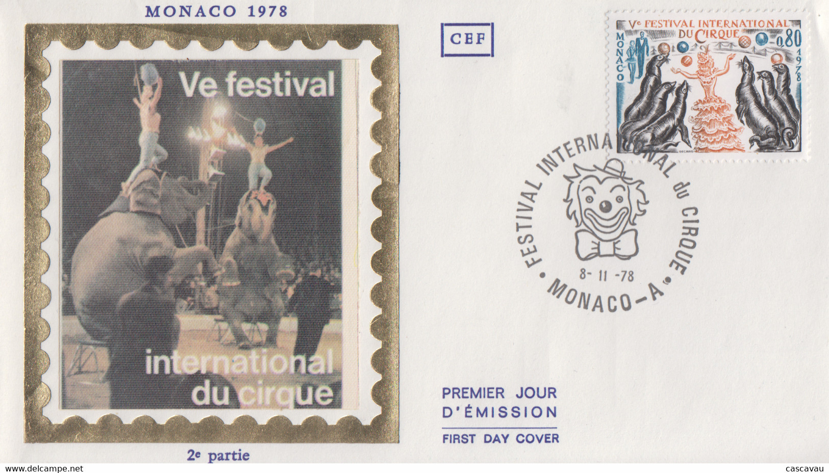 Enveeloppe  FDC  1er Jour  MONACO   Véme  FESTIVAL  INTERNATIONAL  Du  CIRQUE    1978 - Circus