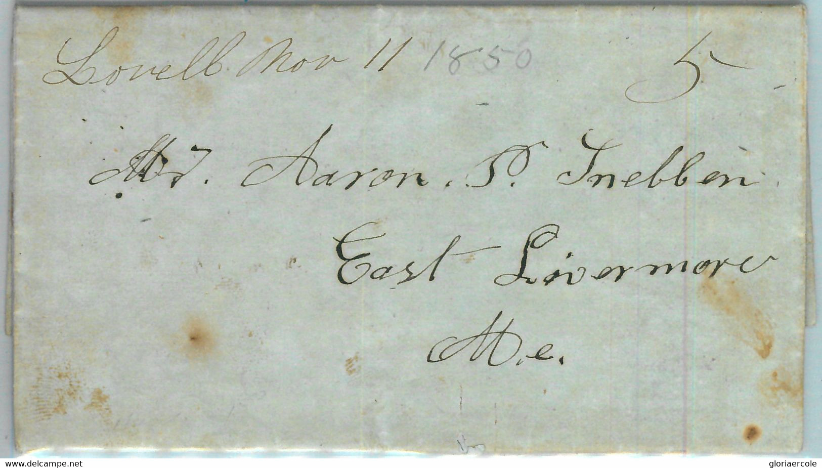 91297 - UNITED STATES USA - Postal History PREPHILATELIC Cover LOVELL, Mass 1850 - …-1845 Préphilatélie