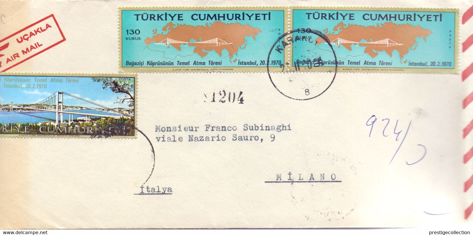 TURKIYE CUMHURIYETI AIR MAIL FDC FANTASTIC COVER   (SETT200457) - 1934-39 Sandschak Alexandrette & Hatay