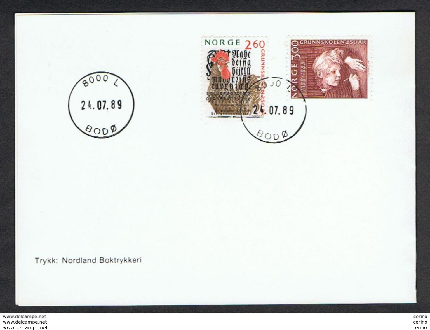 NORWAY: 24.07.1989 FOLDING WITH 2 K.60 + 3 K. PRIMARY SCHOOL (978/79) - FDC