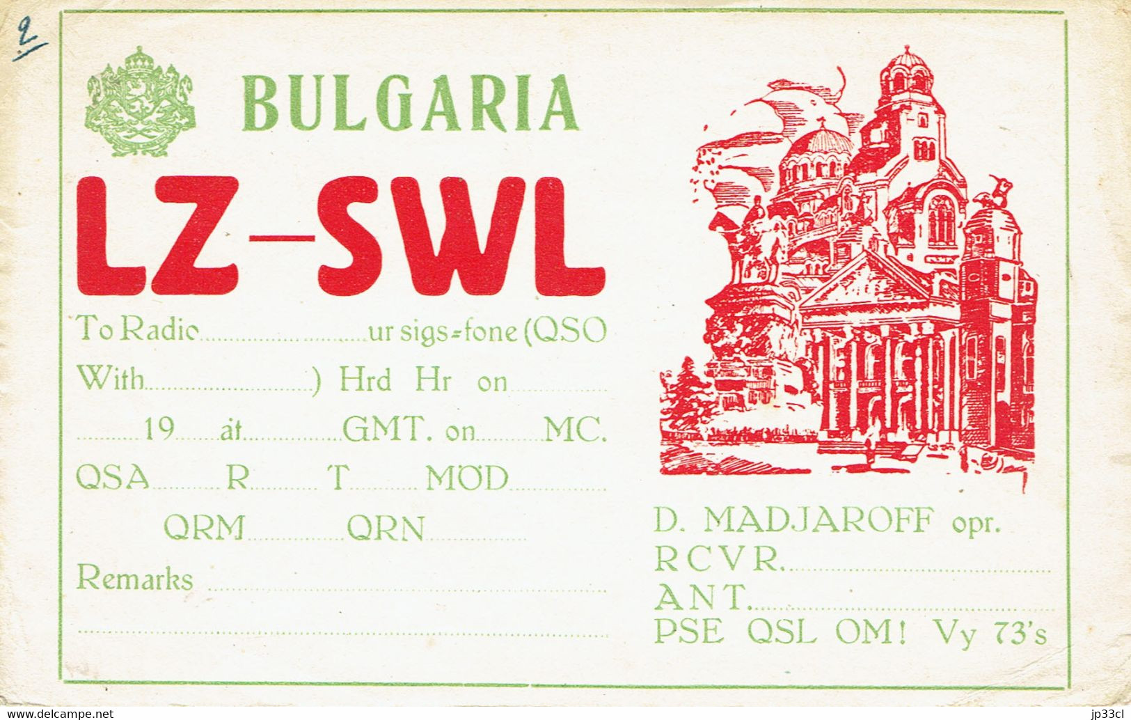 Old QSL From D. Madjaroff (LZ-SWL) Bulgaria (years 1935/40) - CB