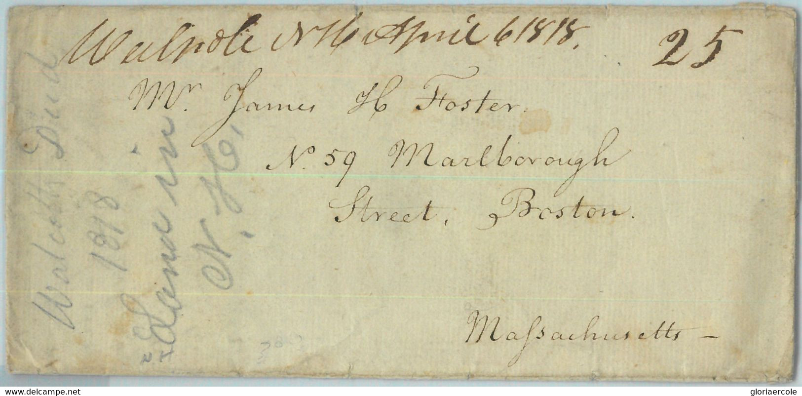 91300 - UNITED STATES USA - Postal History - PREPHILATELIC Cover  WALPOLE , NH 1818 - …-1845 Prefilatelia