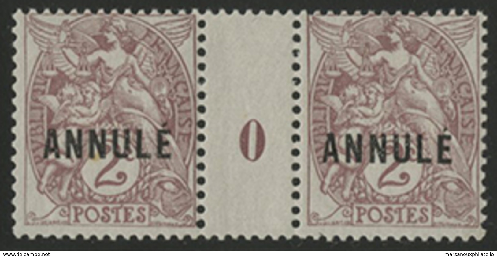 ** N°108 (x2) BLANC Type IB Surchargé 'ANNULE' En Paire MILLESIMEE '0' (1910) TB COTE 110 € - 1900-29 Blanc