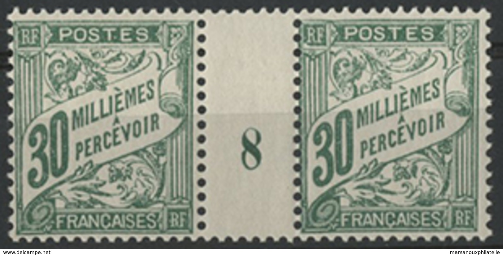 ** TIMBRES-TAXE N° 12 Neufs ** Sans Charnière PAIRE MILLESIMEE '8' Du 30 M. TB COTE 240 € - Ungebraucht