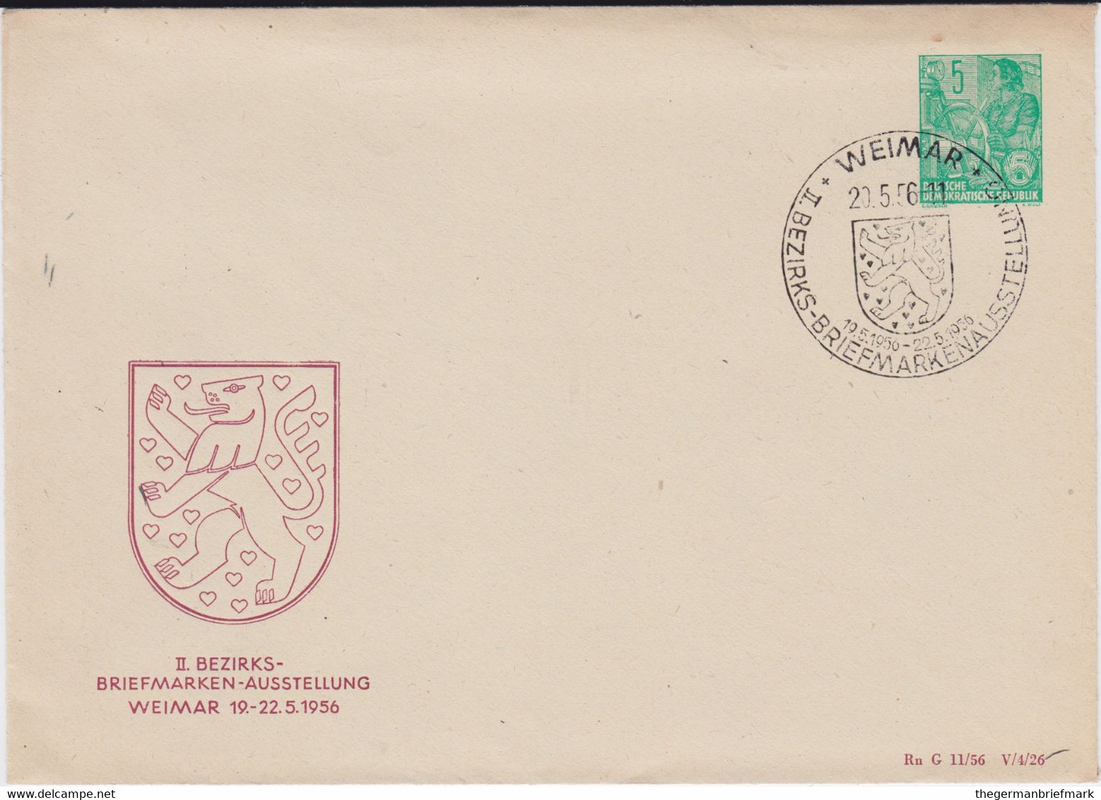 DDR Privatganzsache PU 10/8 SSt Weimar 1956 - Privé Briefomslagen - Gebruikt